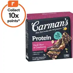 Woolworths Carman’s Protein Bars 150-200g Pk 5 offer