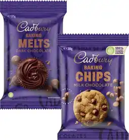 Coles Cadbury Baking Chocolate Chips, Melts or Blocks 180g-225g offer