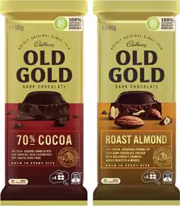 Coles Cadbury Old Gold Block Chocolate 170g-180g offer