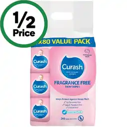 Woolworths Curash Baby Wipes Pk 3 x 80 offer