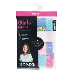 Woolworths Bonds Girls Underwear Bikini Brief Assorted Pk 4 offer