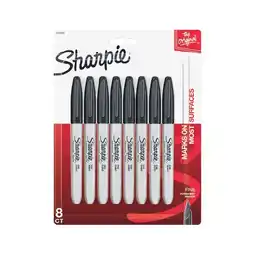 Woolworths Sharpie Fine Point Permanent Marker Black Pk 8 offer