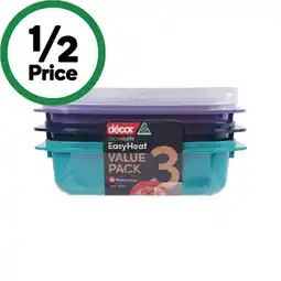 Woolworths Décor Microsafe Oblong Container Assorted 900ml Pk 3 offer