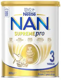 Coles Nestlé NAN SupremePro Stage 3 or 4 Milk Drink 800g offer