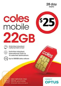 Coles Coles Mobile $25 Prepaid SIM offer