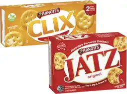 Coles Arnott's Jatz or Clix Crackers 225g-250g offer