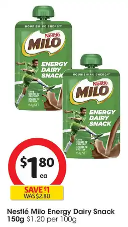 Coles Nestlé Milo Energy Dairy Snack offer