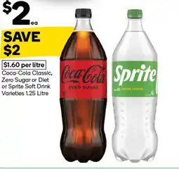 Woolworths Coca-cola classic, zero sugar or diet or sprite soft drink varieties offer