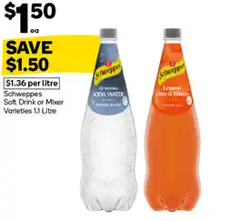 Woolworths Schweppes soft drink or mixer varieties offer
