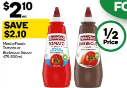 Woolworths Masterfoods tomato or barbecue sauce offer