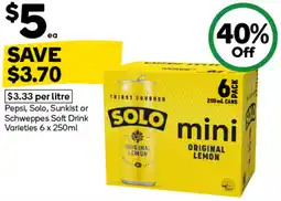 Woolworths Pepsi, solo, sunkist or schweppes soft drink offer