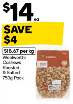 Woolworths Woolworths cashews roasted offer