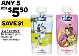Woolworths Pauls Kids Yoghurt Pouch offer