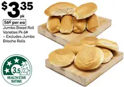 Woolworths Jumbo bread roll varieties offer