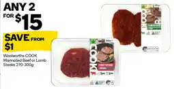 Woolworths Woolworths cook marinated beef or lamb steaks offer