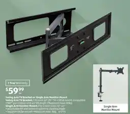 ALDI Swing Arm TV Bracket or Single Arm Monitor Mount offer