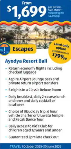 ALDI Ayodya Resort Bali offer