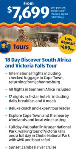 ALDI 18 Day Discover South Africa and Victoria Falls Tour offer