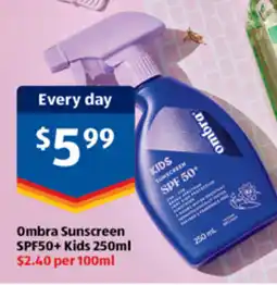 ALDI Ombra Sunscreen SPF50+ Kids offer