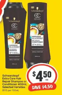 IGA Schwarzkopf Extra Care Hair Repair Shampoo or Conditioner offer