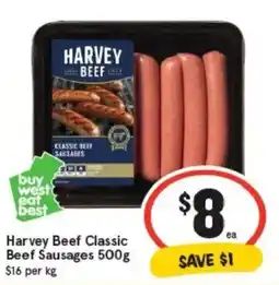 IGA Harvey Beef Classic Beef Sausages offer