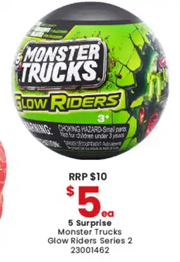 Toymate 5 Surprise Monster Trucks Glow Riders Series 2 offer