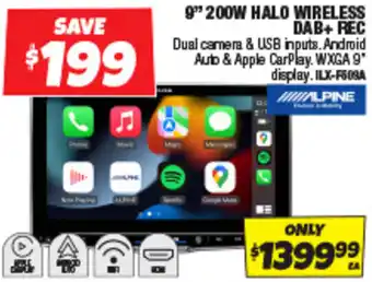 Autobarn 9" 200w halo wireless dab+ rec offer