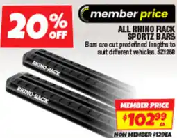 Autobarn All rhino rack sportz bars offer
