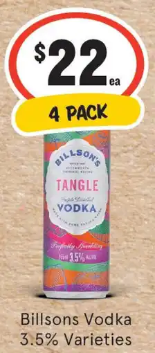 IGA Liquor Billsons Vodka 3.5% Varieties offer