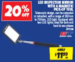 Autobarn Led inspection mirror with a magnetic pick-up tool offer