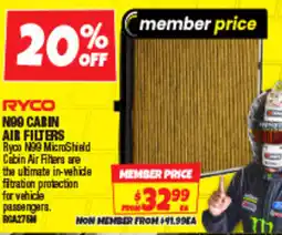 Autobarn Ryco n99 cabin air filters offer