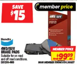 Autobarn 4wd/suv brake pads offer