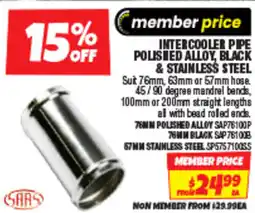 Autobarn Intercooler pipe polished alloy, black & stainless steel offer
