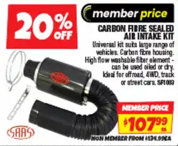 Autobarn Carbon fibre sealed air intake kit offer