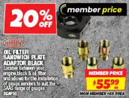 Autobarn Oil filter sandwich plate adaptor black offer