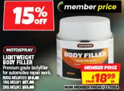 Autobarn Lightweight body filler offer