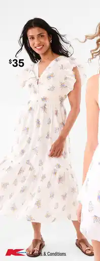 Kmart Sleeveless flutter tie detail midi dress offer