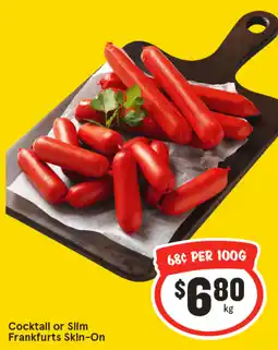 IGA Cocktail or Slim Frankfurts Skin-On offer