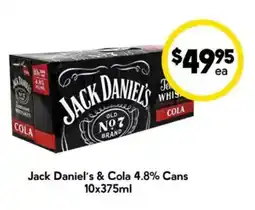 Drakes Jack Daniel's & Cola 4.8% Cans offer