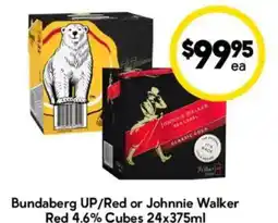 Drakes Bundaberg UP/Red or Johnnie Walker Red 4.6% Cubes offer