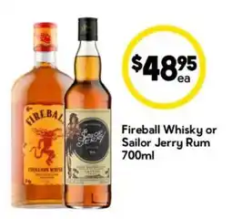 Drakes Fireball Whisky or Sailor Jerry Rum offer
