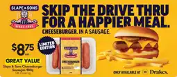 Drakes Slape & Sons Cheeseburger Sausages offer