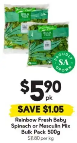 Drakes Rainbow Fresh Baby Spinach or Mesculin Mix Bulk Pack offer