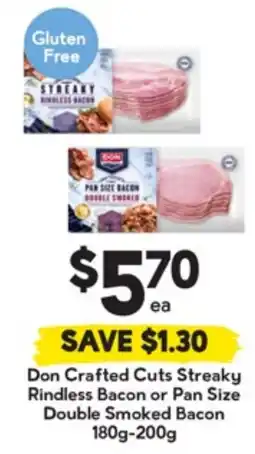 Drakes Don Crafted Cuts Streaky Rindless Bacon or Pan Size Double Smoked Bacon offer