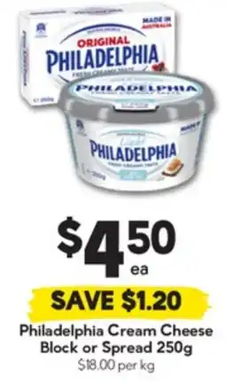 Drakes Philadelphia Cream Cheese Block or Spread offer