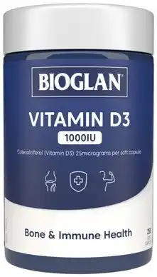 Amcal Pharmacies Bioglan Vitamin D3 1000IU 250 Capsules offer