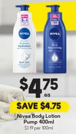 Drakes Nivea Body Lotion Pump offer