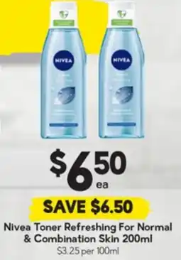 Drakes Nivea Toner Refreshing For Normal & Combination Skin offer