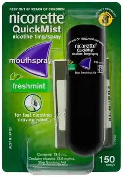 Amcal Pharmacies Nicorette QuickMist Mouthspray Freshmint 150 Sprays offer