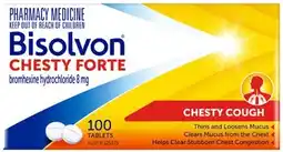 Amcal Pharmacies Bisolvon Chesty Forte 100 Tablets offer